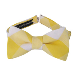 yellow and white check bow tie for boys and men