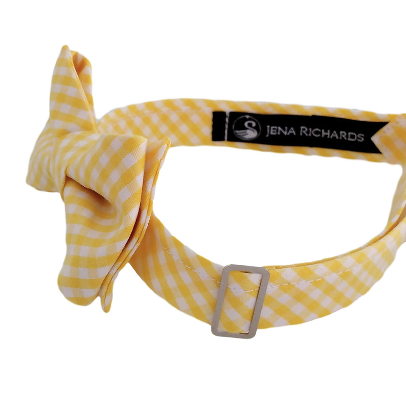 Yellow Gingham Check Bow Ties for Boys and Men
