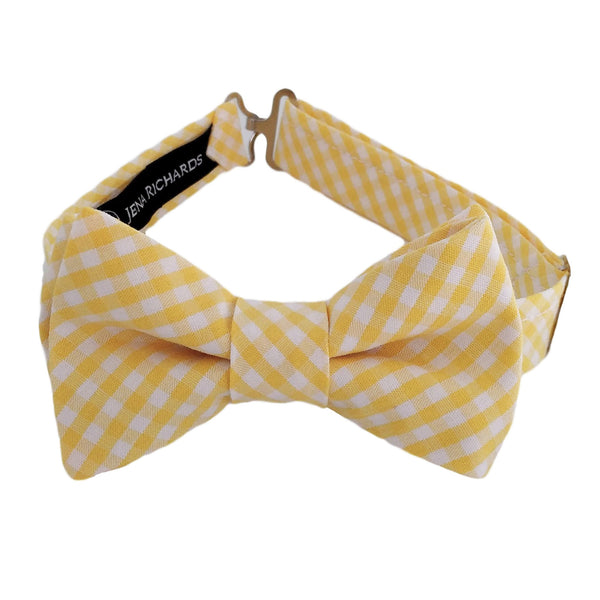 yellow gingham check bow tie for boys, babies and men