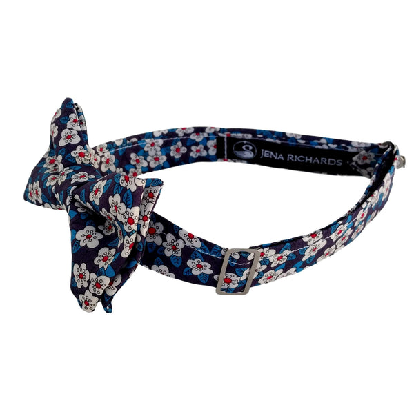 Floral Bow Tie for Boys and Babies in Liberty London Navy Ffion