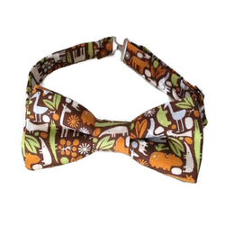 brown and green animal print bow ties for boys and babies