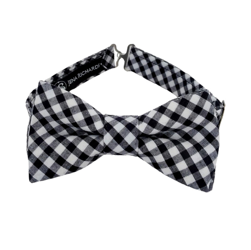 black and white gingham check bow tie for boys, babies and men