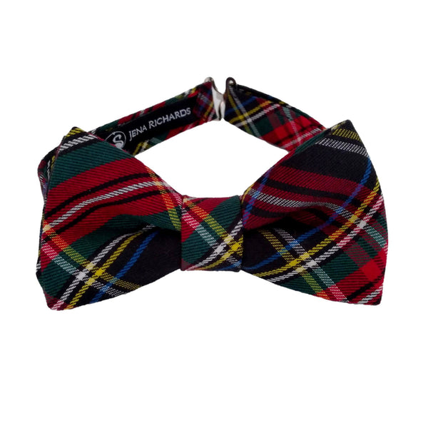 red, black and green tartan plaid bow tie for boys and babies