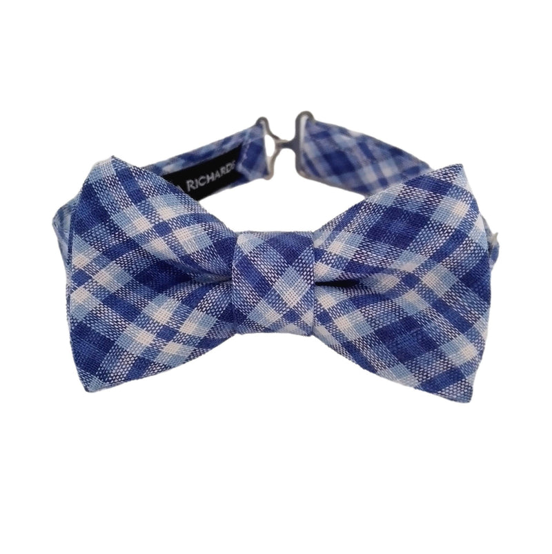 blue plaid bow tie for boys and men