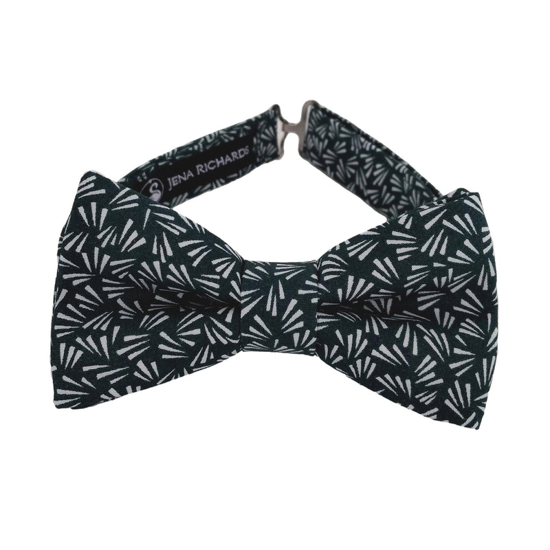 dark green and white bow tie for boys, men and babies pre tied