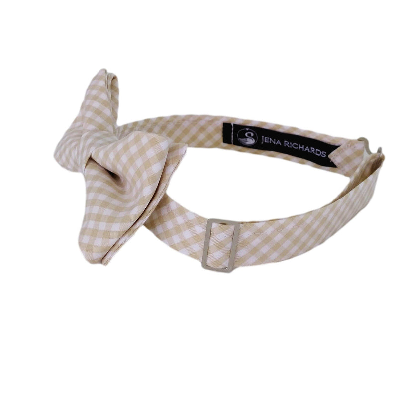 Khaki Gingham Bow Ties for Boys, Men and Babies