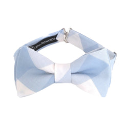 light blue and white check bow tie for boys, men and babies