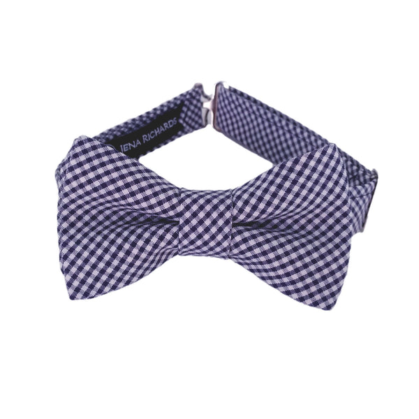 navy and white mini check bow tie for boys and babies