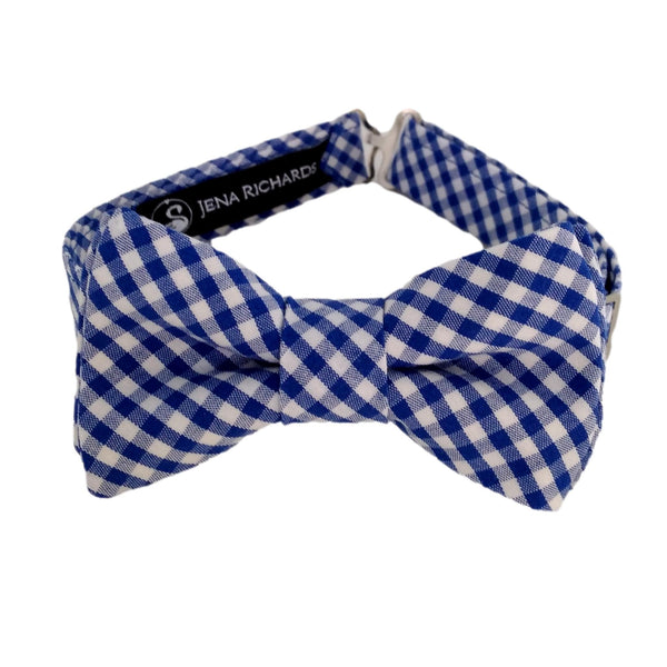 royal blue gingham check bow tie for boys and men