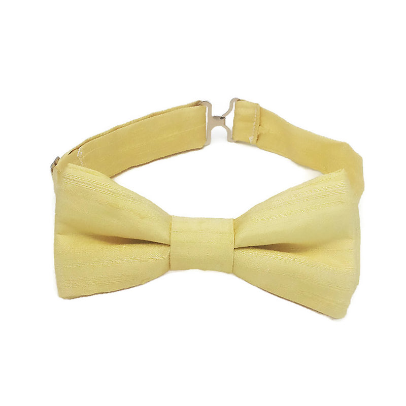 light yellow silk bow tie for men, babies and boys pre tied