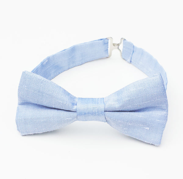 light blue silk bow tie for boys, babies and men