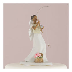 Bride fishing cake topper ethnic