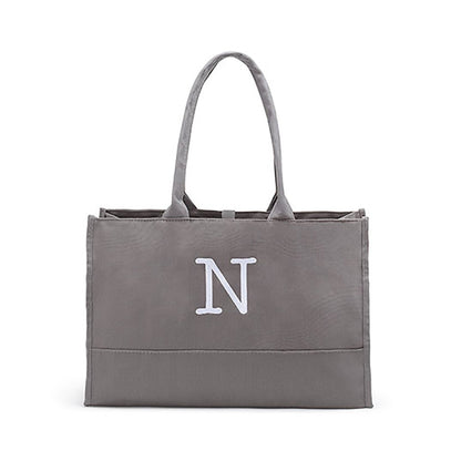 gray canvas tote bag, personalized