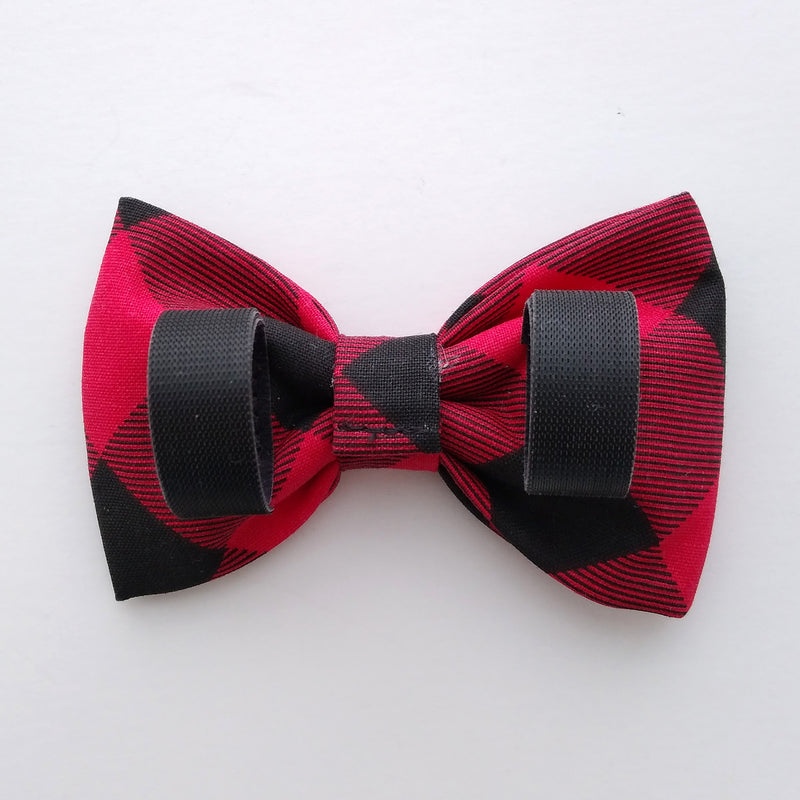 Dog Bow Tie in Red and Black Buffalo Plaid