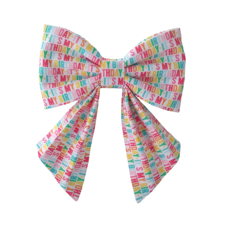 Dog birthday bow that attaches to the collar for small medium and large dogs