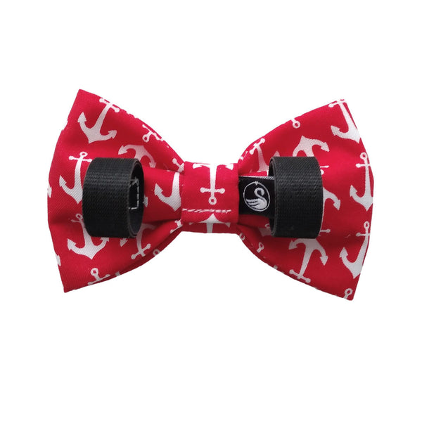 Red Dog Bow Ties with White Anchors