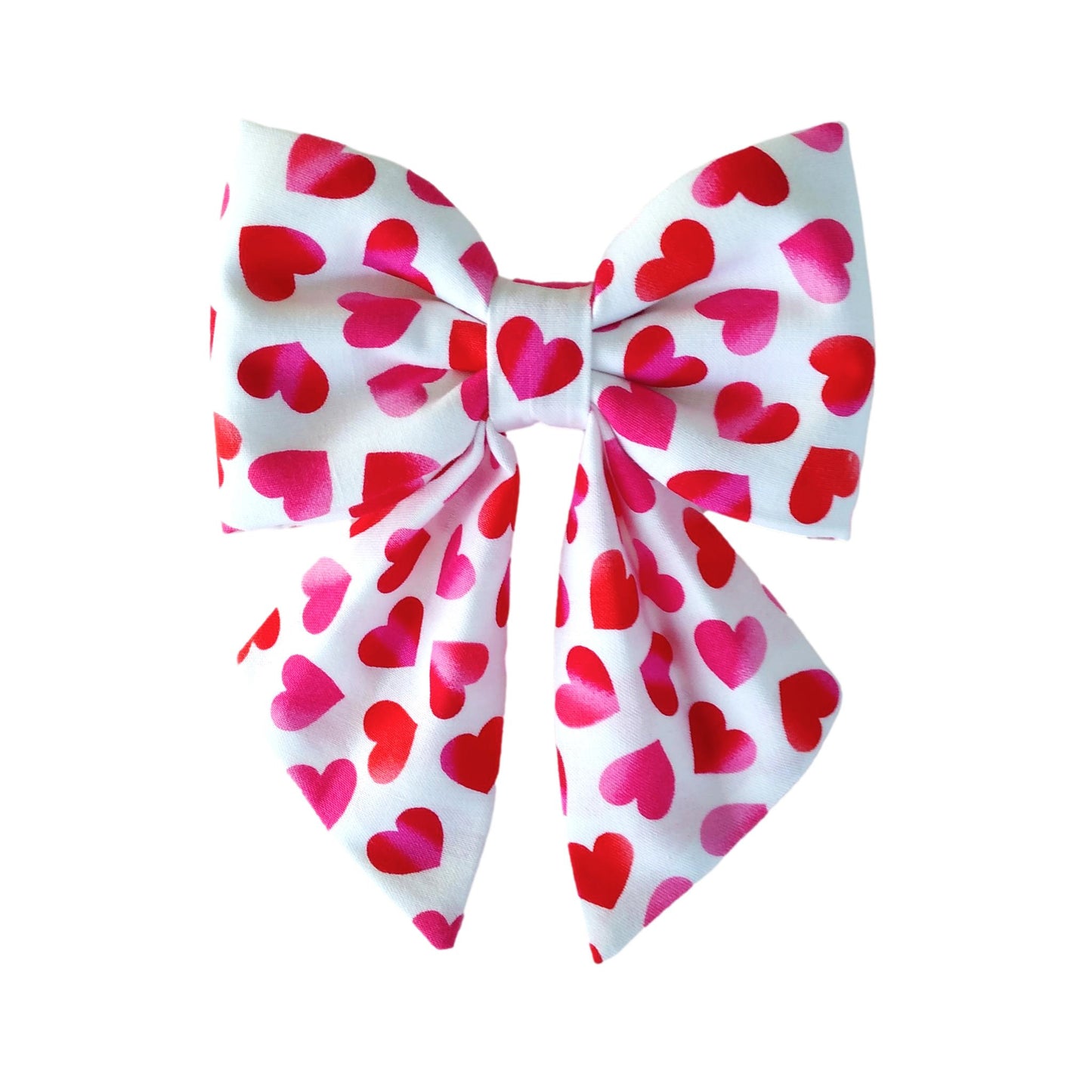 fun dog bows with red hearts that attach to the collar for small and large dogs