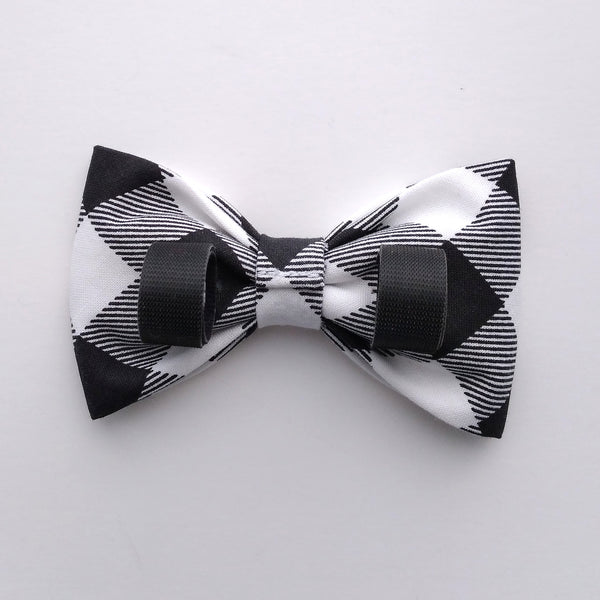 Dog Bow Ties in Black and White Buffalo Check