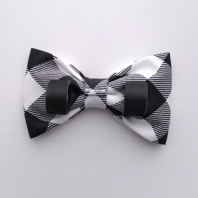 Dog Bow Ties and Bows in Black and White Gingham Check