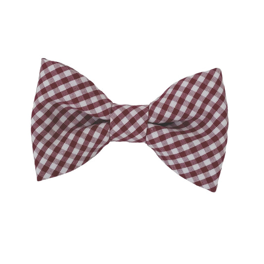 burgundy gingham check dog bow ties for the collar