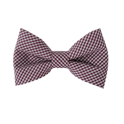dog bow ties in burgundy mini check print for the collar