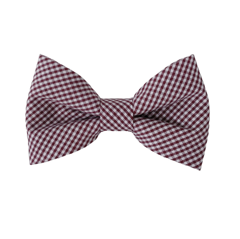 burgundy mini check dog bow ties for the collar