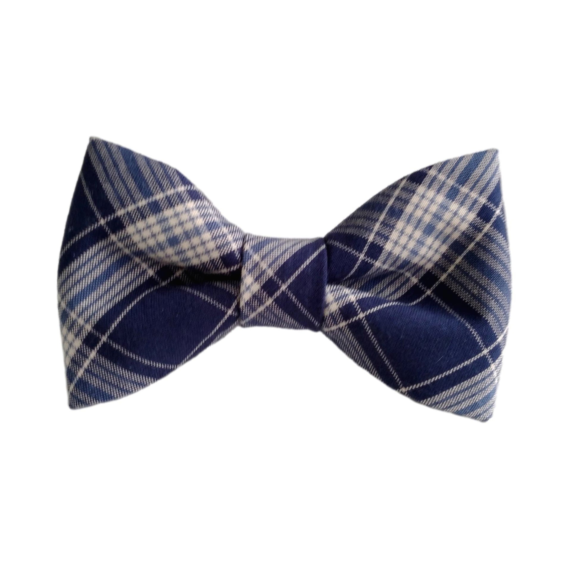 navy plaid bow ties for dogs that attach to the collar