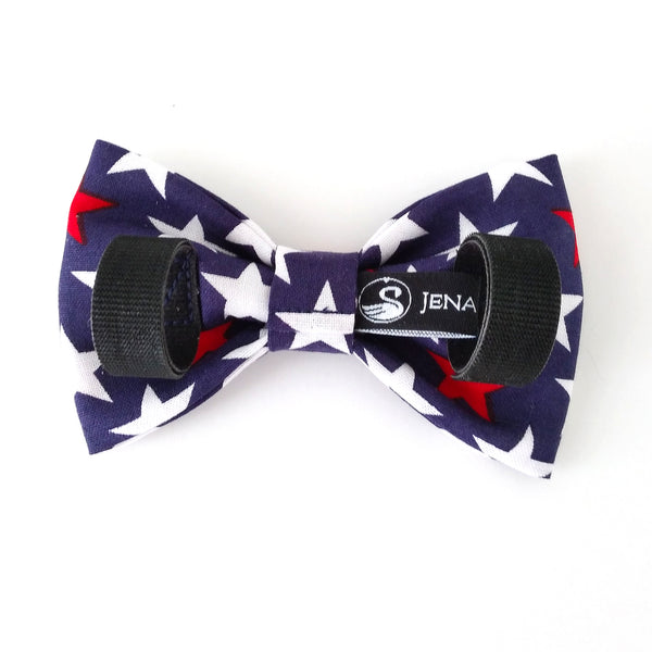 Navy Dog Bow Ties with Red and White Stars