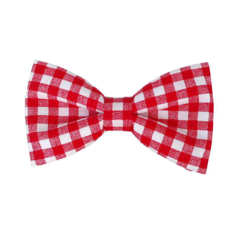 red and white check dog bow ties that attach to the collar for Christmas