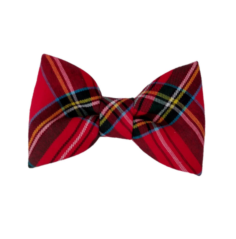 Christmas red tartan plaid dog bow ties that attach to the collar for small medium and large dogs