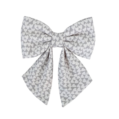 gray sailor bows for girl dogs with a white heart print that attach to the collar