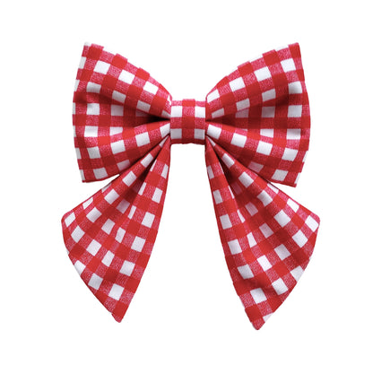 Red and white checkered dog sailor bows for the collar in small and large sizes