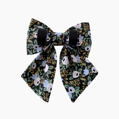Black Floral Sailor Dog Bows