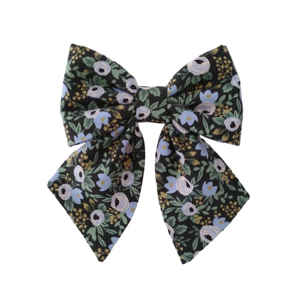 sailor bows for dogs in Rosa black floral print for the collar