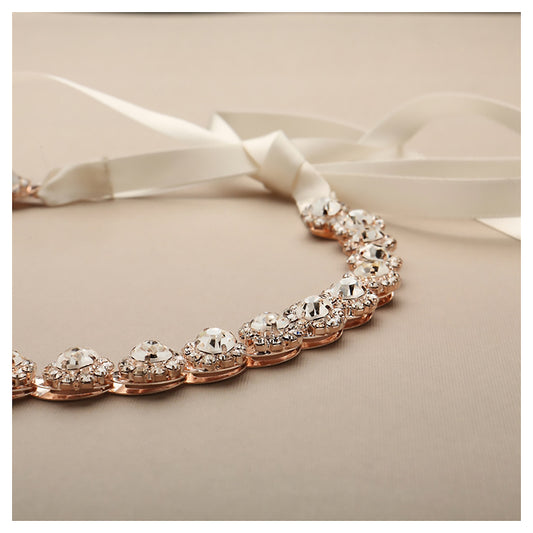 Rose gold crystal flower headband