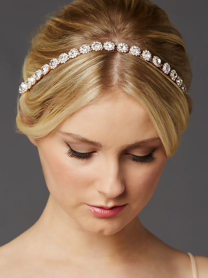 Rose gold bridal headband with crystals