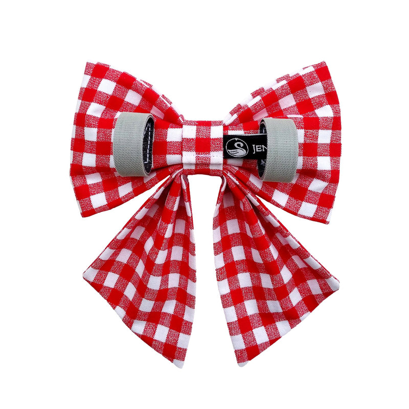 Red and White Check Dog Sailor Bows for Collars