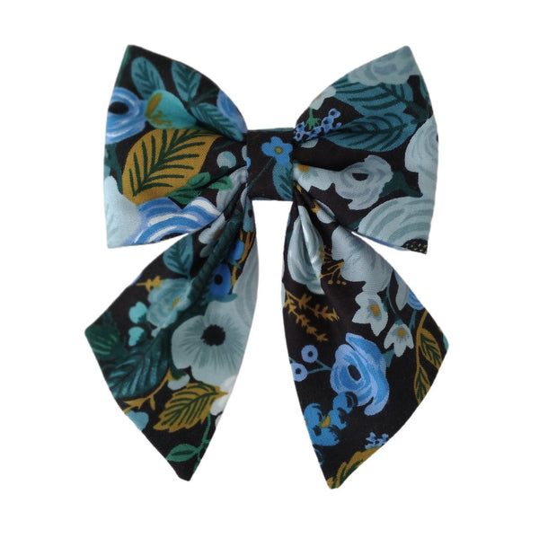 blue floral sailor dog bows for the collar