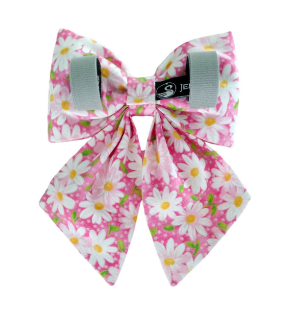 Pink Dog Bow with Daisies for the Collar