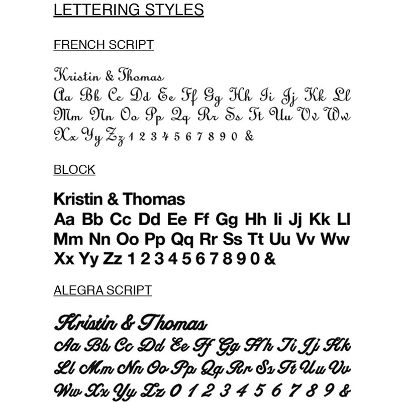 Font styles for bridesmaid robes