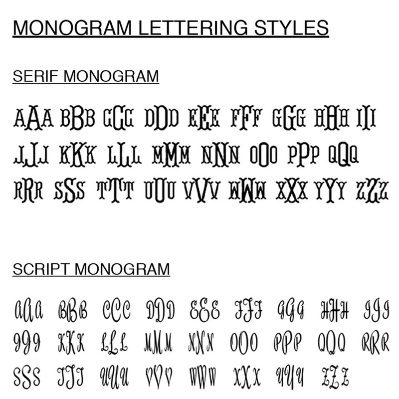 Monogram styles for embroidery on robes