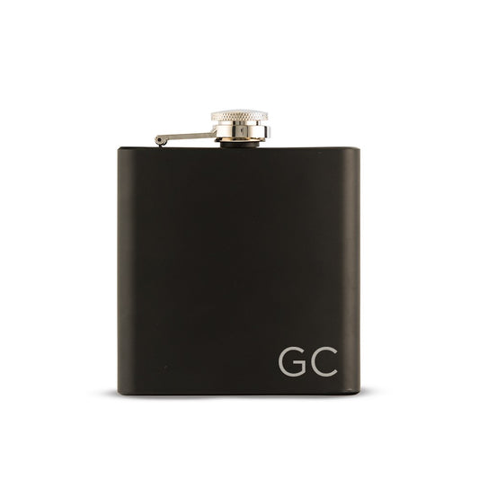 Matte Black Flask with Monogram