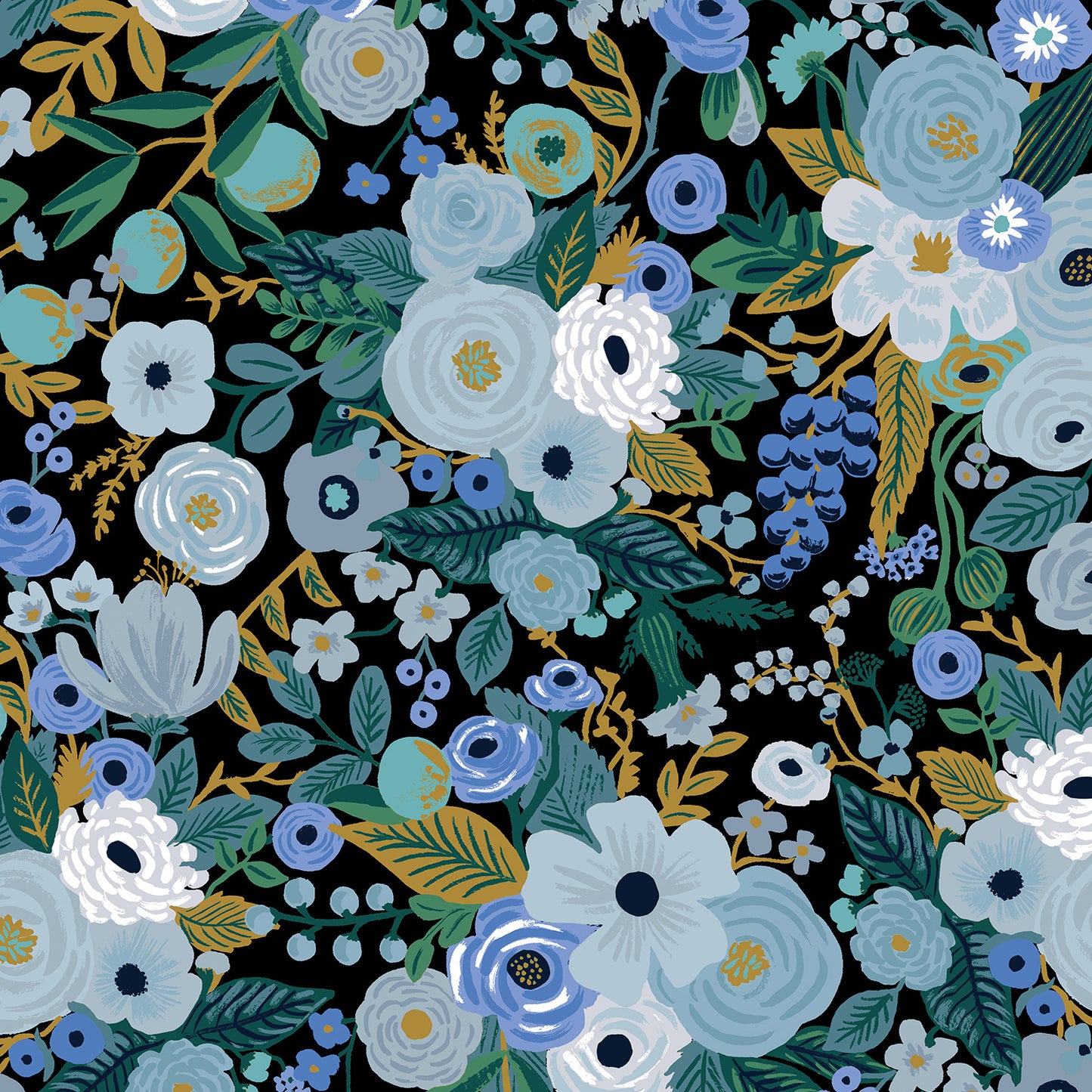 Black Floral Bow Tie for Boys, Babies and Toddlers in Garden Party Blue